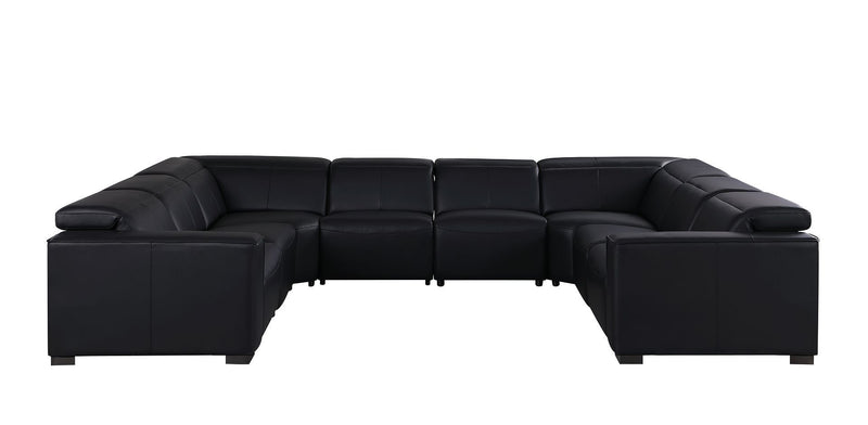 1208 - 8 Piece U Shaped Leather Sectional With 4 Power Recliners & Power Headrest