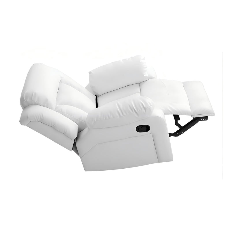 Glory Furniture comfortable rocking motion recliner in plush fabric with padded armrests and sturdy base, perfect for relaxing.