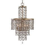 Uttermost Valka 6-light crystal chandelier with light brown frame and sparkling crystal accents, elegant lighting fixture.