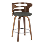 Lumi Source Cosini mid-century modern fixed height barstools with swivel, round footrest, set of 2, featuring sleek design.