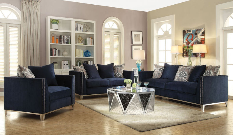 Phaedra - Sofa With 5 Pillows - Blue Fabric - R&R Furniture Gallery (Fountain Valley, CA)
