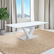 Gallegos - Dining Table With Leaf - White High Gloss - R&R Furniture Gallery (Fountain Valley, CA)