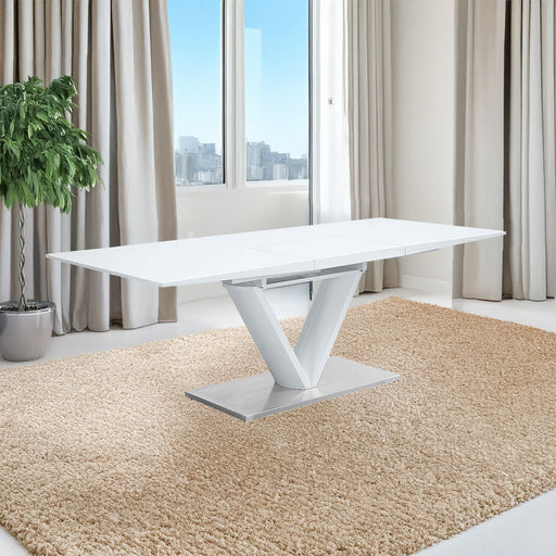 Gallegos - Dining Table With Leaf - White High Gloss - R&R Furniture Gallery (Fountain Valley, CA)
