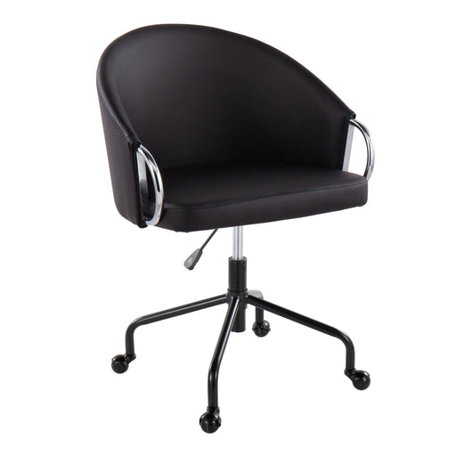Lumi Source Claire contemporary glam task desk chair with black upholstery and sleek modern design.