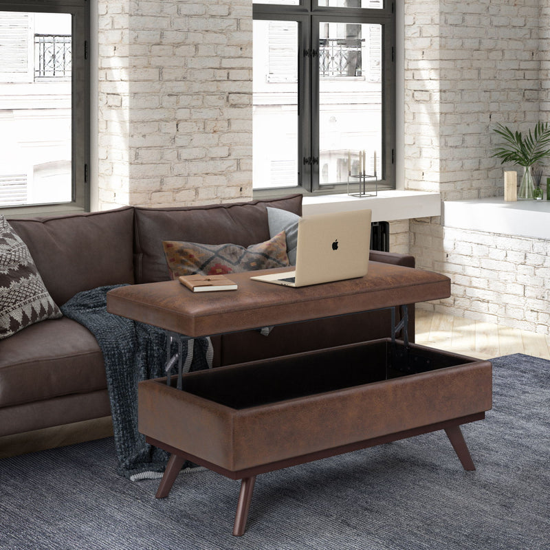 Owen - Lift Top Large Coffee Table Storage Ottoman, Mid Century Style - R&R Furniture Gallery (Fountain Valley, CA)