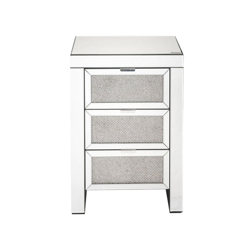 Noralie - Accent Table, 3 Storage Drawers - Mirrored & Faux Diamonds - R&R Furniture Gallery (Fountain Valley, CA)