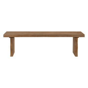 Indoor pine dining bench by Noble House, designed to seat three people, with a sturdy wooden construction and natural finish.