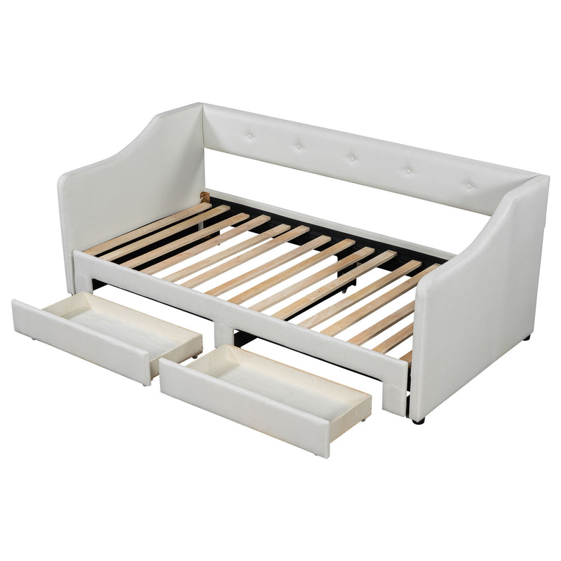 Upholstered Daybed With 2 Drawers - R&R Furniture Gallery (Fountain Valley, CA)