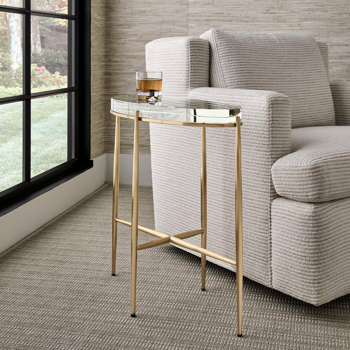 Crystal Clear - Accent Table - Brass