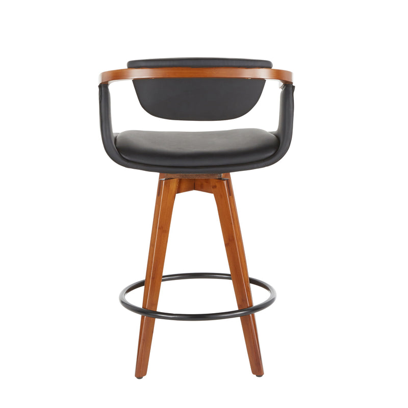 Lumi Source Oracle mid-century modern counter stool with wooden legs and cushioned seat, 24-27 inches height, stylish and comfortable.