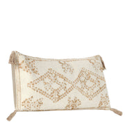 Ivory and natural Farm accent pillow by Classic Home featuring a textured fabric and farmhouse-inspired design.