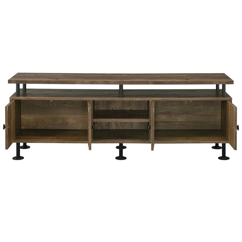 Ensata II - TV Stand - Rustic Oak & Black - R&R Furniture Gallery (Fountain Valley, CA)