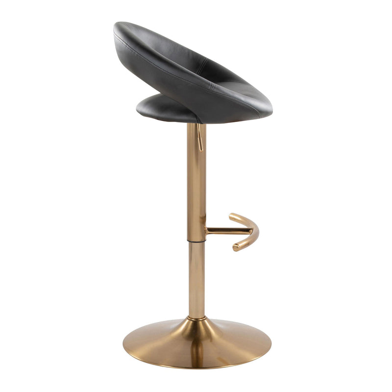 Lumi Source Posh contemporary glam adjustable barstool set with swivel, rounded T footrest, modern design, and plush upholstery.
