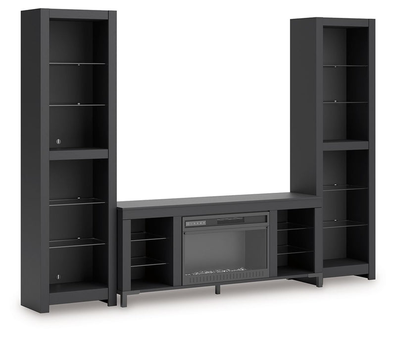 Cayberry - 3-Piece Entertainment Center With Electric Fireplace - Black - R&R Furniture Gallery (Fountain Valley, CA)