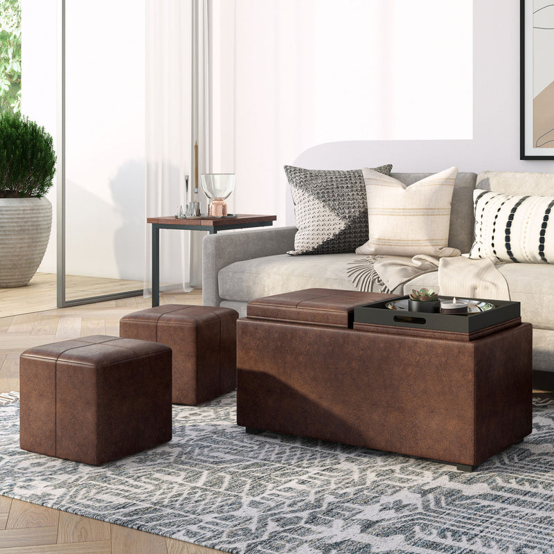 Avalon - 5 Piece Storage Ottoman, Contemporary - R&R Furniture Gallery (Fountain Valley, CA)
