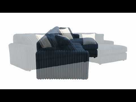 Breton - Sectional Sofa With 4 Pillows - Blue Corduroy - R&R Furniture Gallery (Fountain Valley, CA)