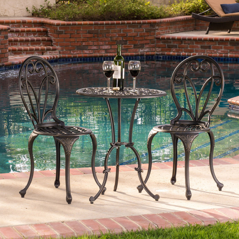 Thomas - 3 Pieces Cast Bistro Set - Black / Gold - R&R Furniture Gallery (Fountain Valley, CA)