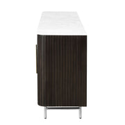 Clayten - Server With Marble Top & Fireplace - White & Espresso - R&R Furniture Gallery (Fountain Valley, CA)