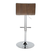 Pair of Lumi Source Mason contemporary adjustable barstools with swivel seats, straight T-footrests, shown in a modern setting.