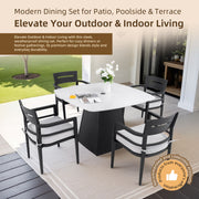 Outdoor Patio Dining Set, Squircle Dining Table, Dining Chairs With Sunbrella Cushions - R&R Furniture Gallery (Fountain Valley, CA)