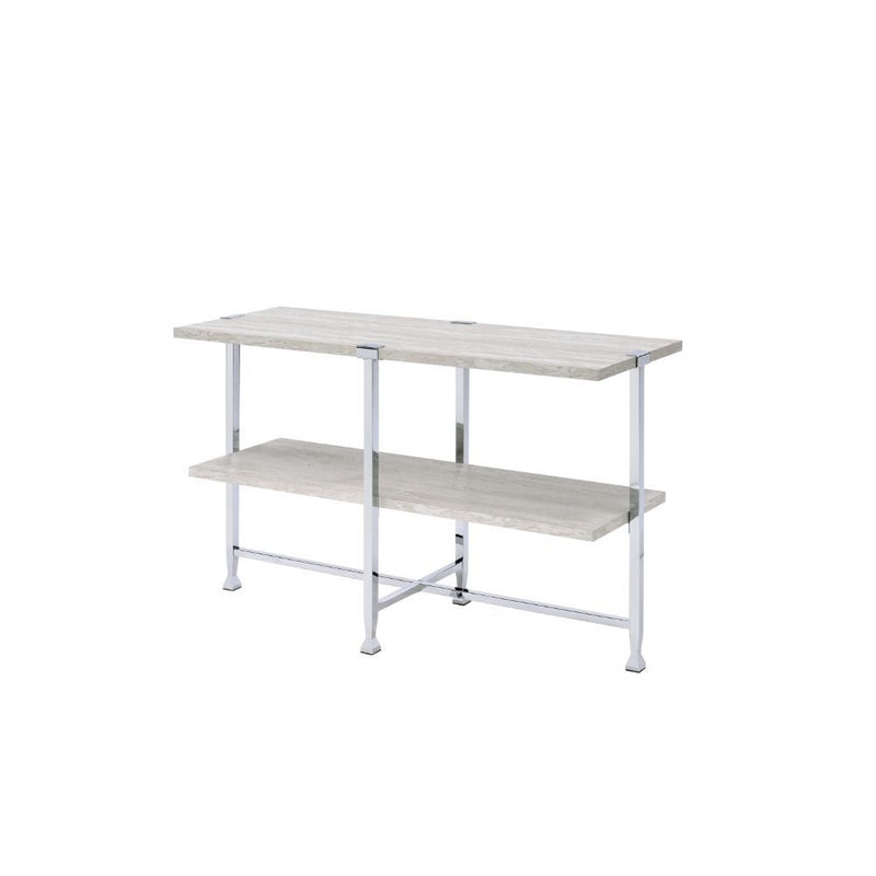Brecon - Sofa Table - White Oak & Chrome - R&R Furniture Gallery (Fountain Valley, CA)