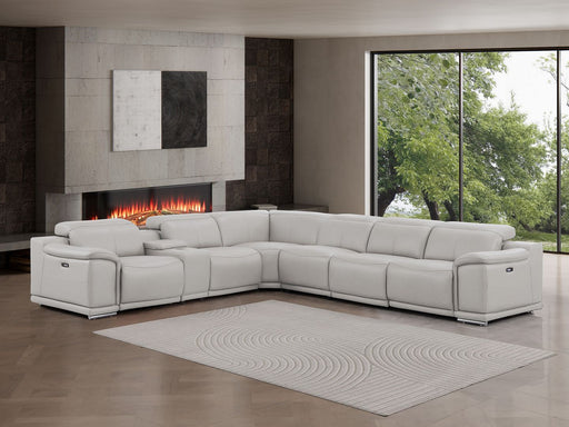 2679 - 7-Piece L-Shaped Power Reclining Sectional In Genuine Leather (3 Recliners) - R&R Furniture Gallery (Fountain Valley, CA)
