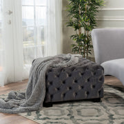 Noble House modern glam upholstered ottoman with button tufted design and plush fabric, showcasing stylish home decor.