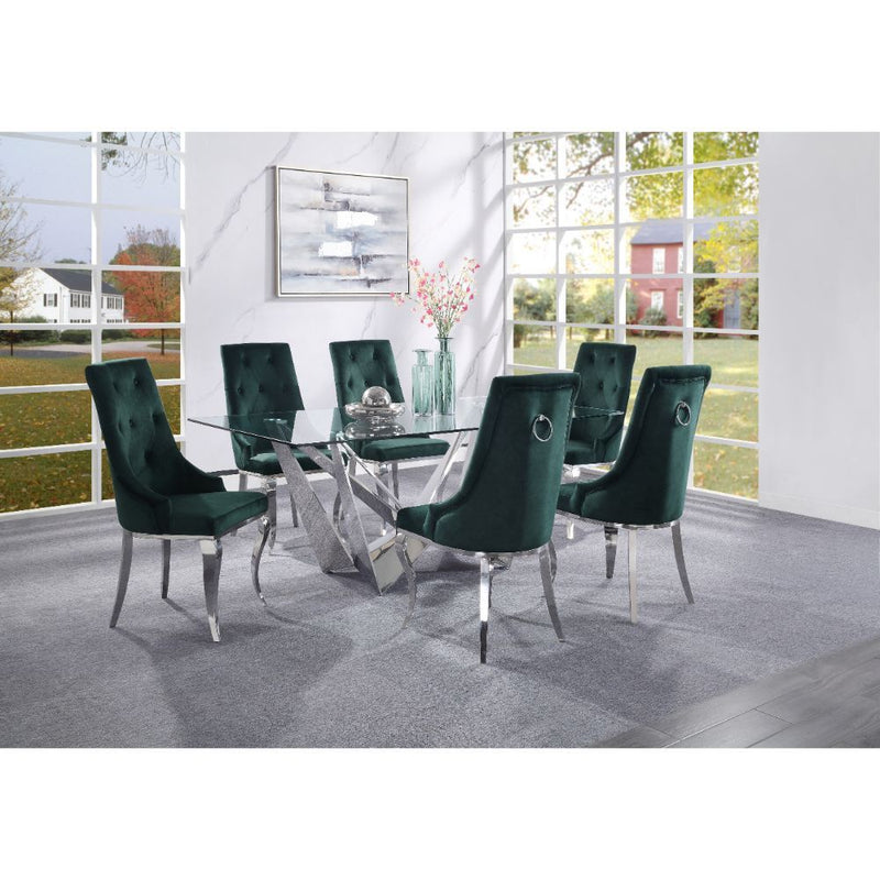 Dekel - Dining Table - Clear Glass Top & Stainless Steel - R&R Furniture Gallery (Fountain Valley, CA)