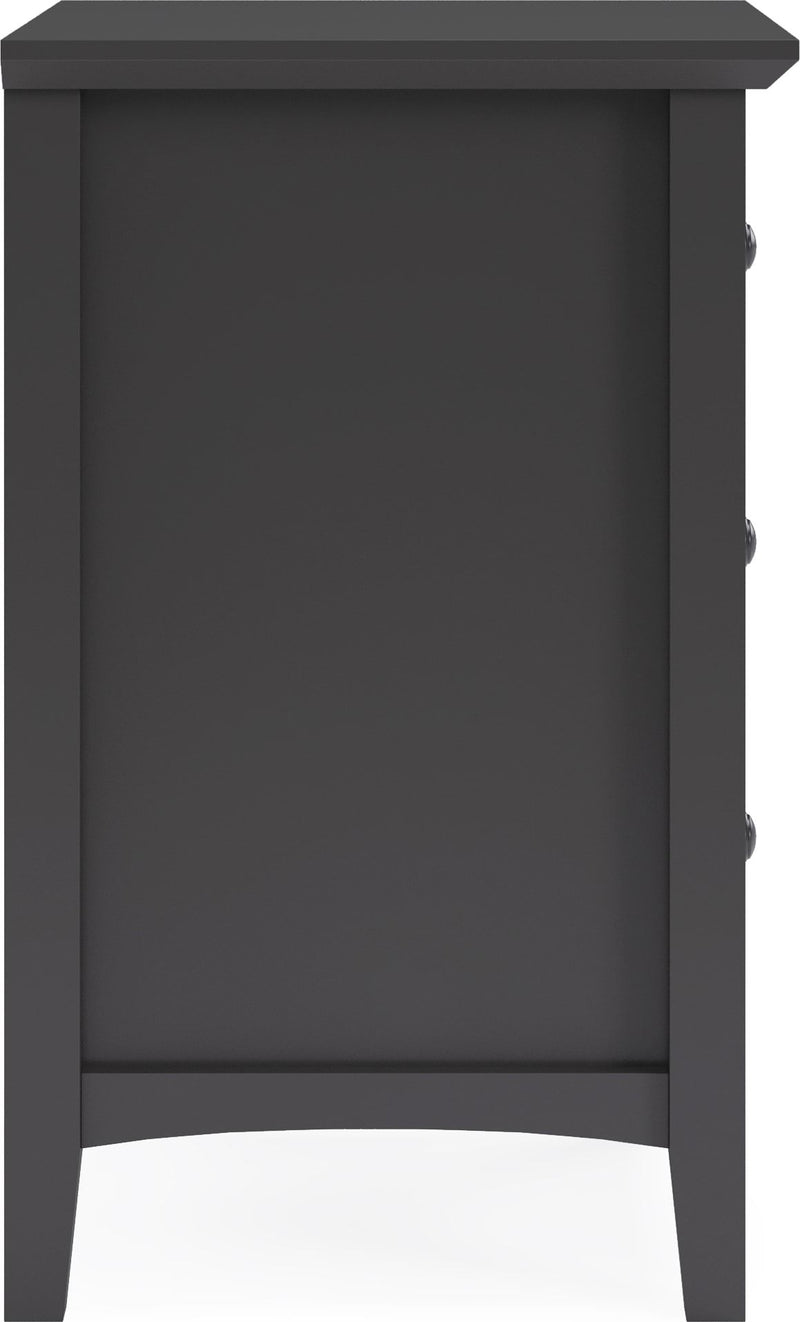 Grace Three Drawer Nightstand in Raven Black
