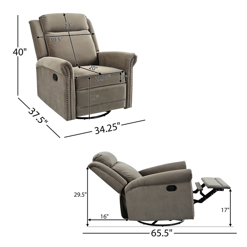 360 Degrees Swivel Recliner Manual Rocking Recliner Home With Adjustable Backrest - R&R Furniture Gallery (Fountain Valley, CA)