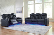 Signature Design by Ashley Fyne-dyme reclining living room sofa set with plush cushions and modern design, perfect for relaxing.