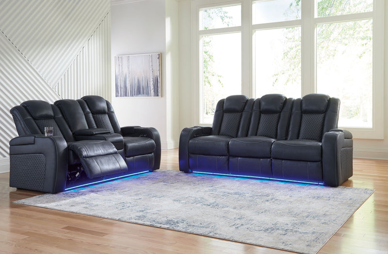 Signature Design by Ashley Fyne-dyme reclining living room sofa set with plush cushions and modern design, perfect for relaxing.