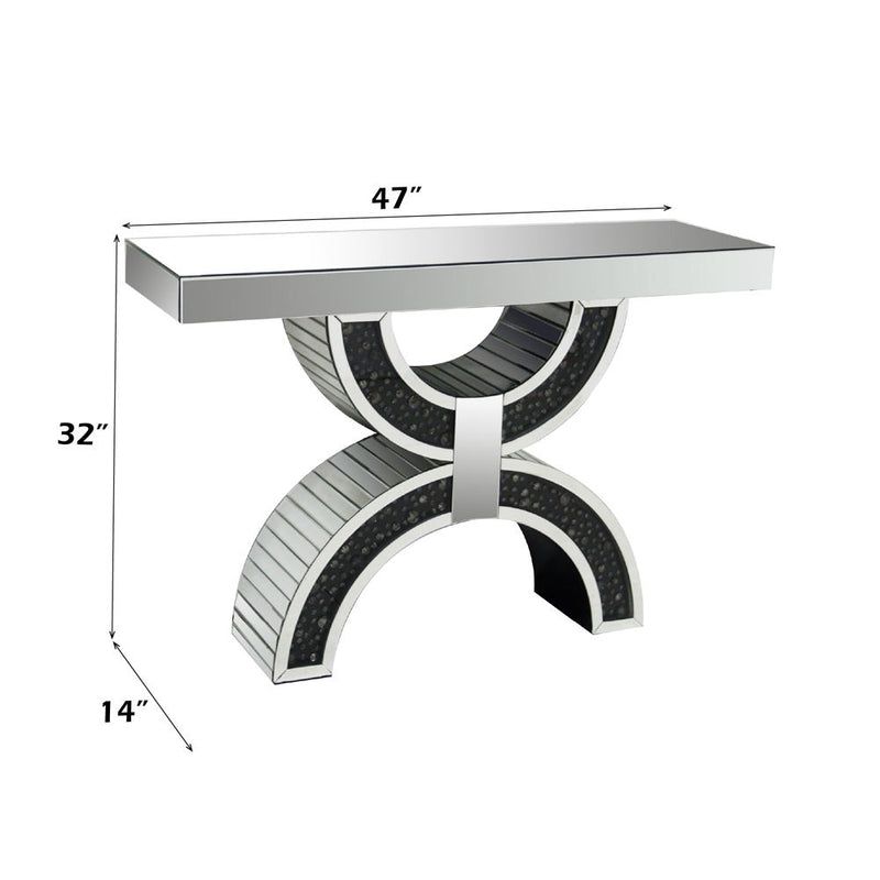 Nysa - Console Table With Faux Crystals - Mirrored - R&R Furniture Gallery (Fountain Valley, CA)