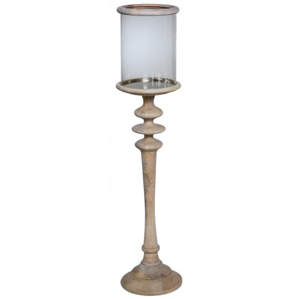 Hurricane Wooden Base - Brass Antique