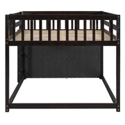 DreamHaus bunk bed with four drawers and three shelves, featuring sturdy wood construction and space-saving design for kids' rooms.