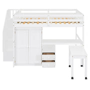 Loft Bed With Stairs, Bookshelf, Drawers, Desk & Wardrobe, Space Saving Multifunctional Furniture - R&R Furniture Gallery (Fountain Valley, CA)
