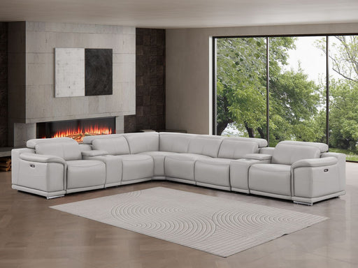 2679 - 8-Piece L-Shaped Power Reclining Sectional In Genuine Leather (4 Recliners) - R&R Furniture Gallery (Fountain Valley, CA)