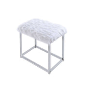 Carenze II - Vanity Set - White Faux Fur & Chrome - R&R Furniture Gallery (Fountain Valley, CA)