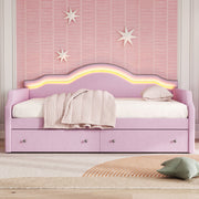 Upholstered Daybed With LED Lights And 2 Drawersme - R&R Furniture Gallery (Fountain Valley, CA)