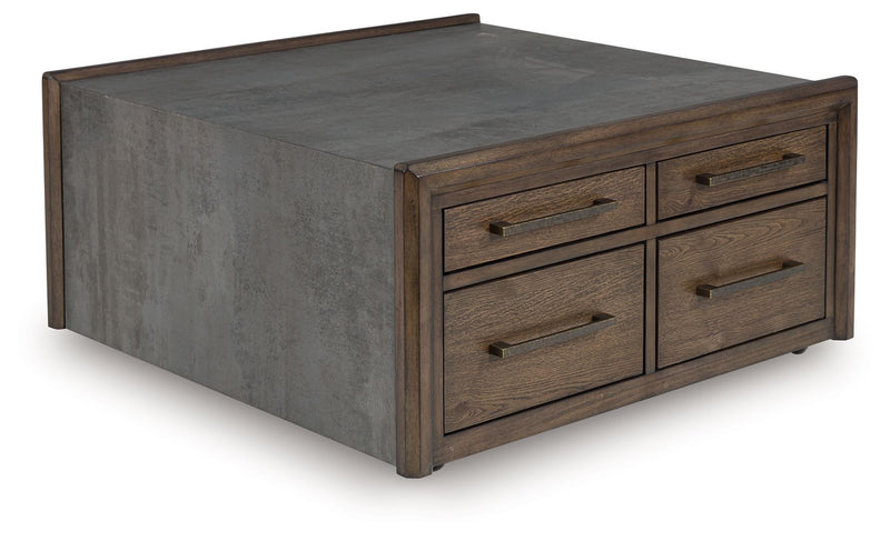 Kallenny - Square Cocktail Table - Brown / Gray - R&R Furniture Gallery (Fountain Valley, CA)