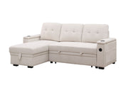 Ashlyn II - 84"W Woven Fabric Reversible Sleeper Sectional Sofa with Storage Chaise - R&R Furniture Gallery (Fountain Valley, CA)