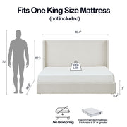 Carmen - King Size Upholstered Wingback Bed - Ivory - R&R Furniture Gallery (Fountain Valley, CA)