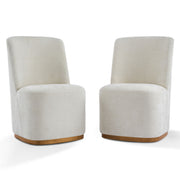 Pair of Noble House indoor upholstered dining chairs with cushioned seats and fabric upholstery, set of two.