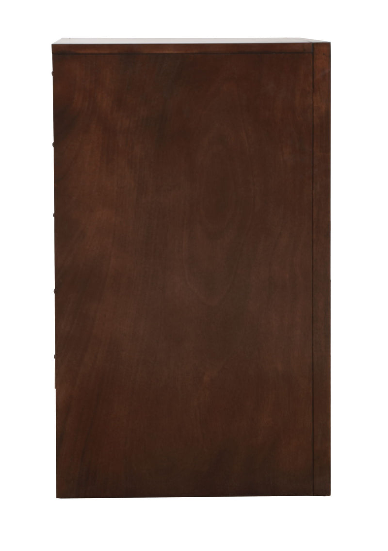 Marilla Cappuccino accent nightstand by Glory Furniture with a modern wooden design and single drawer for bedside storage.