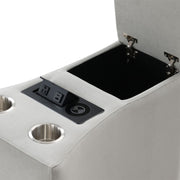Emee - Console With USB - Gray Corduroy - R&R Furniture Gallery (Fountain Valley, CA)