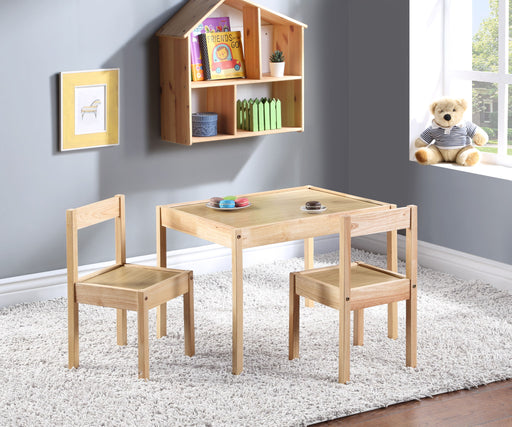 Della - 3 Piece Solid Wood Kids Table & Two Chair Set - Natural - R&R Furniture Gallery (Fountain Valley, CA)