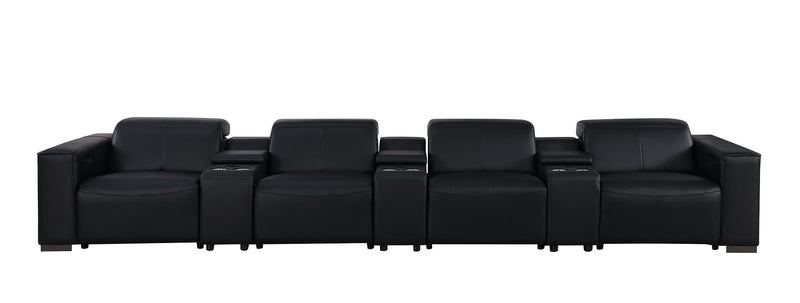 1208 - 7 Piece Leather Sofa With 4 Power Recliners And Power Headrests