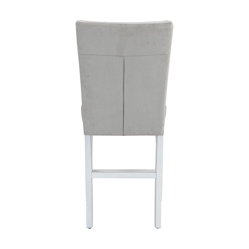 Elizaveta - Counter Height Chair (Set of 2) - Gray Velvet &White High Gloss - R&R Furniture Gallery (Fountain Valley, CA)