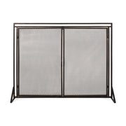 Noble House Samantha iron fireplace screen with a two-door design, featuring decorative metalwork for protecting and decorating your fireplace.