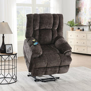 Pacay - Power Recliner With Lift & Heating & Massage - Brown Chenille - R&R Furniture Gallery (Fountain Valley, CA)